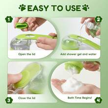 Upgraded Pet Bathing & Grooming Brush With Soap Dispenser – 2-In-1 Shampoo Dispenser And Massage Brush With Soft Silicone Bristles; Suitable For Dogs And Cats Of All Coat Types (Green Brush) - Multicolor - View 7