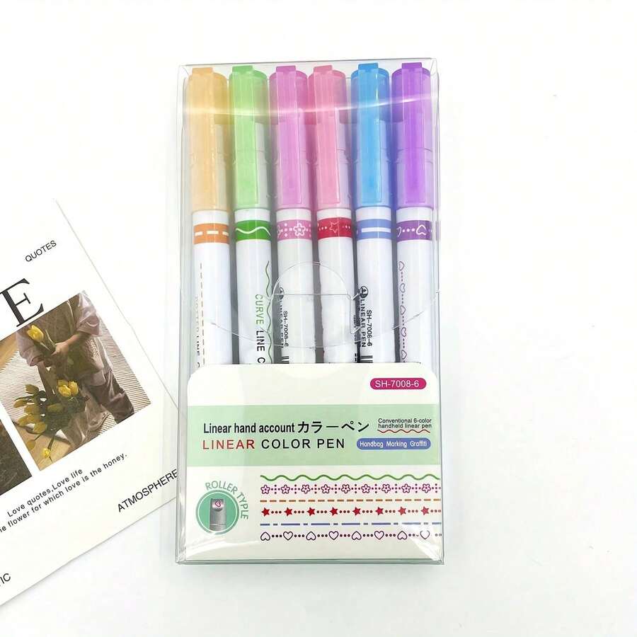 6pcs Flower-Shaped Fine Line Markers, Flower Roller, Essential Office Supplies For Note-Taking And Marking, Perfect For Back To School, Halloween And Christmas Gifts, Multi-Functional Writing Tools - Flower - View 1