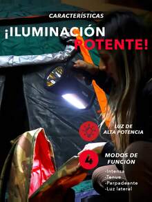 RCA Linterna LED Recargable de Alta Potencia, Lámpara de Mano Portátil para Camping y Senderismo, Reflectores de 550 lm y Luz Lateral de 300 lm, 4 Modos de Iluminación y Batería de 6,000 mAh RC-8600B - Blanco Frío - Ver 7