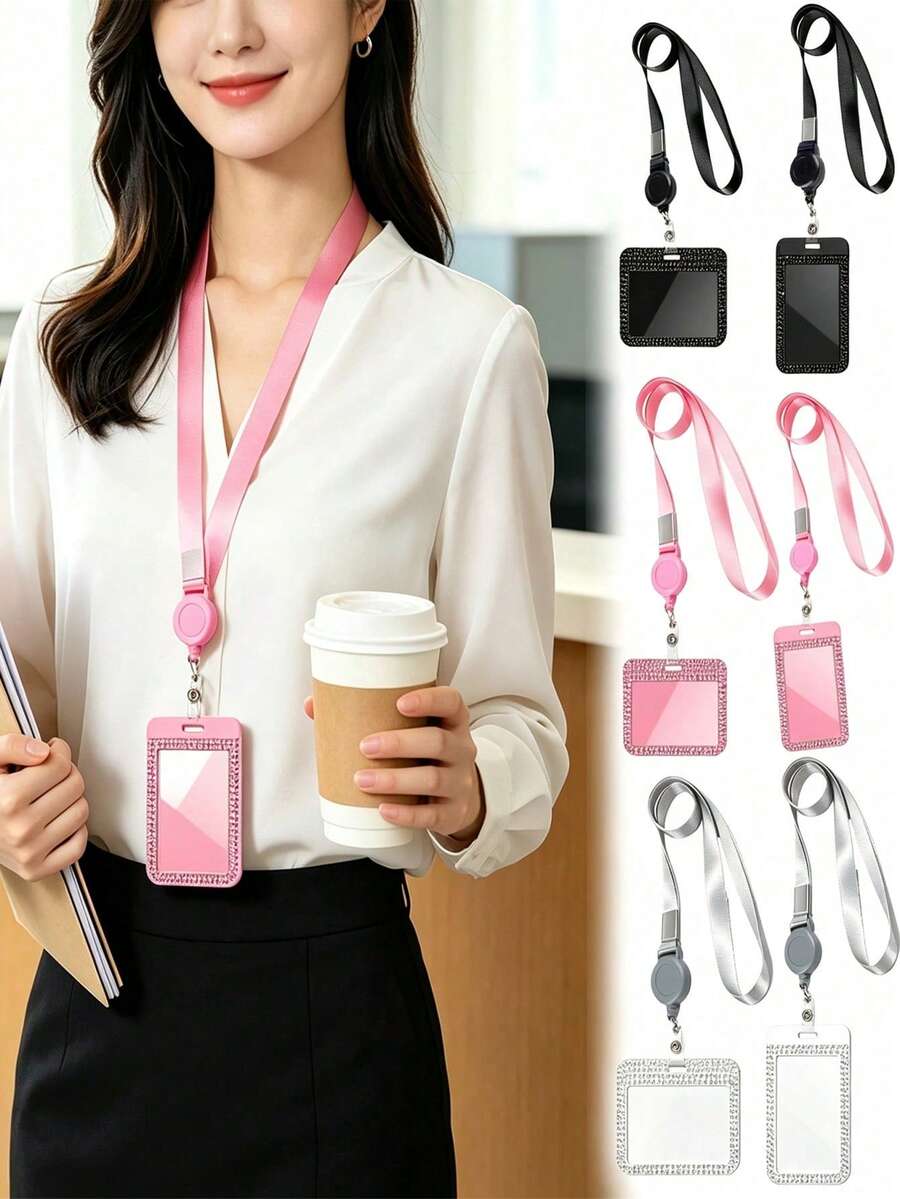 Tempat Kartu Identitas Lanyard Mengkilap, Lanyard Anti-Hilang, Kantung Kartu Identitas Pelajar, Tempat Kartu Restoran Layanan Mandiri, Desain Penutup Geser, Tempat Kartu Bus, Tempat Kartu Identitas Portabel yang Dapat Diatur, Gantungan Kunci Dekoratif, Hadiah Sempurna - MultiWarna - View 1