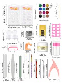 coscelia Acrylic Powder Nail Art Set, Pink Transparent White Acrylic Powder, Beginner DIY Acrylic Nail Extension Full Set, Beginner DIY Salon - Multicolor - View 10
