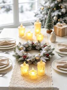12/24pcs Crystal Decorative Flameless LED Candles, Battery Operated Realistic Tea Light Candles, Christmas Table Wedding Party Decoration, Switch Control, Batteries Included, Proposal Wedding Birthday Home Decor Electronic Candle Lights - Tears - View 10
