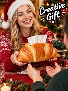 1pc Realistic Bread-Shaped Tissue Box, Fun Pretzel/Toast Design, Fits 4.3 X 3.1 Inch Tissues, Desktop Tissue Storage Box, Suitable For Living Room, Bedroom, Kitchen, Office, Cafe And Bakery, Creative Food-Themed Home Decor Ornament - Multicolor - View 1
