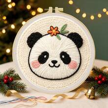 DIY 戳戳繡刺繡套件 成人初學者適用－包含完整材料－可愛熊設計－創意手工－適合居家牆面裝飾或作為送給親友的禮物－刺繡/入門/趣味套件 20x20cm (7.87x7.87 英吋) - 可愛小熊 - 查看 16
