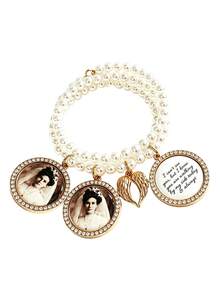 Custom Bride Bouquet Photo Pendant, Pearl Golden Sparkling Bridal Charm, Personalized Commemorative Pendant For Wedding Gift - Multicolor - View 6