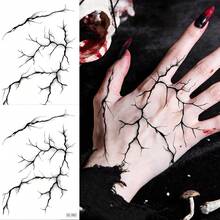 2 tờ hình xăm tạm thời vân máu chân thực Halloween cỡ lớn, miếng dán xăm giả kinh dị phong cách Gothic cho mặt và cơ thể, dùng trang điểm hóa trang zombie cosplay - màu đen - Xem 6