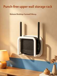 1pc No-Drill Router Storage Rack, Power Strip Organizer, Can Store Router, Hide Messy Cables, Save Desk Space. Suitable For Home Bedroom Living Room. Self-Adhesive, Easy Installation, Sturdy And Durable. Practical Home Gift - Multicolor - View 3