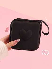 Cute Square Wavy Large Capacity Cable Organizer Bag, Suitable For CCD Camera, Charger And Earphones, Portable Travel Digital Storage Box, Solid Color - Multicolor - View 6