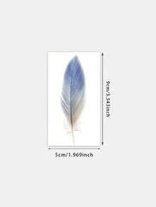 1pc Temporary Tattoo, Watercolor Gradient Blue And Brown Feather Pattern, Realistic Fake Tattoo Design, For Daily, Bachelorette Party Favors, Music Festival, Game, Graduation Gift, Lasts 3-5 Days - Multicolor - View 6