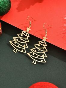 1 Pair Fashionable Creative Versatile Niche Design Hollow Christmas Tree Earrings Suitable For Women's Daily Wear - Gold - View 4
