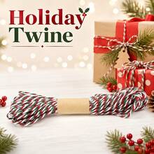 3/2/1 Roll Holiday Ribbon - Thick Red, Green, White Striped Cord For Christmas Gift Wrapping, DIY Crafts, Hanging Decorations, Sewing And Holiday Party Decor. Christmas/New Year Gift Wrapping Rope, Christmas Tree Hanging Accessories Rope (1 Bundle 10m Long) - Multicolor - View 1