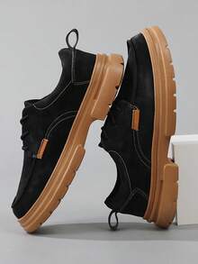 Men's Vintage Flat Round Toe Lace-Up Letter Shoes, Plus Size Couple Shoes, EVA Sole, Suitable For All Seasons; Comfortable Training Flat Student Shoes - Multicolor - View 6