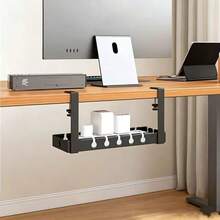 Upgraded Drill-Free Desktop Cable Management Tray, Home Storage Organizer - Suitable For Organizing Cables, Power Strip Brackets, And Equipped With Cable Ties And Mounting Clips. Wall-Mounted Hidden Cable Channel Rack, Adjustable Length Cable Shelf, Desktop Organizer Storage Rack, Router And Data Cable Bracket, Cable Management Box. Perfect For Home, Office, Desk, Bedroom And Living Room Use. - View 7