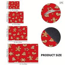 1pc Christmas Gingerbread Man Snowflake Bell Print Kitchen Table Mat, Red Christmas Tablecloth Coffee Machine Countertop Mat, Winter Holiday Party Restaurant Tabletop Decor Drain Mat, Home Kitchen Christmas Decoration - Multicolor - View 7