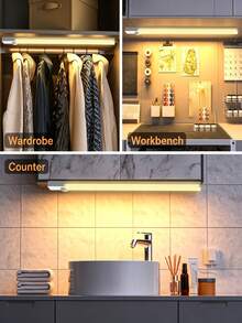 3‑Color LED Cabinet Lights, Ultra‑Thin Smart Countertop Decor Lights, Home Lighting For Cabinet, Shoe Rack, Entryway, Kitchen Bedroom Wardrobe Essential Home Accessories - Cabinet Lights - View 8