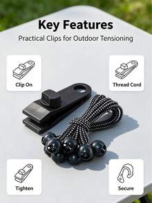 24 قطعة/مجموعة مشابك قماش مقاومة للماء شديدة التحمل مع مشابك وكرات مطاطية، مناسبة لأغطية القماش المقاومة للماء، أغطية حمامات السباحة، التخييم، المظلات - قماش مقاوم للماء للخارج، مظلة، مشابك أغطية، مشابك خيمة، مشابك مظلة خارجية، مشابك بلاستيكية - A - مشاهدة 5
