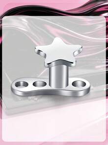 Đầu neo dermal piercing thép không gỉ 316L, trang sức dermal hình trái tim và ngôi sao, ren trong - Bạc - Xem 5