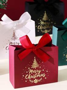 10pcs Christmas Gift Boxes With Ribbons, Festive "Merry Christmas" Design, Suitable For Personal Or Commercial Use, Elegant Wedding Gift Boxes, Perfect For Birthday And Holiday Decor, Party Favors, Christmas, Wedding And Valentine's Day - View 6