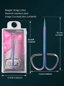 Professional Cuticle Scissors With Curved Titanium Blade - High Precision Nail Trimmer For Dry Skin And Nails, Ergonomic Non-Slip Handle, Suitable For Eyebrow And Eyelash Grooming, Home And Salon Use - Multicolor - View 6