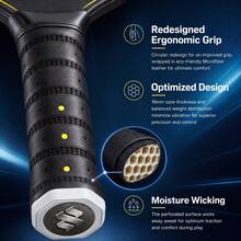 SYPIK TRITON 5 PRO ULTIMATE 匹克球拍，T700 碳纖維表面，USAPA 認證，16mm 聚丙烯蜂巢芯，增強抓地力與旋轉性能，適合初學者 - 淡紫色 - 查看 3