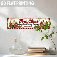2D Flat, 1pc Vintage Mrs. Claus Gingerbread Bakery Metal Sign, Christmas Selection, Holiday Decoration, Gingerbread House Inspired Wall, For Christmas Decor, Kitchen, Home, Living Room, Decorative Sign (Random Style) - A - View 5