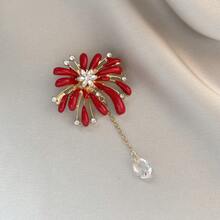 1pc Elegant Zinc Alloy Fireworks Brooch Suitable For Spring Summer Autumn Winter Daily Wear - Red - View 3