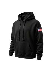 Men's Autumn/Winter Fleece Sweatshirt, Fashion Casual Warm Top - Black - View 2