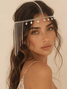 Bohemian Style Tassel Multi-Layer Hair Chain Women Stylish Hair Jewelry, Unique Stage Costume Accessory Gift - Multicolor - View 1