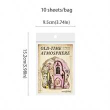 10 Sheets/Bag Sticker Pack Vintage Atmosphere Series Retro Distressed Collage Hard Card Stickers, Scrapbook Supplies Notebook Accessories, For Decorating Cards Photo Frames Computer Phone Case Water Bottle Magazine Stationery Box Luggage, Desktop Decoration Stickers - Sticker - View 3