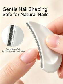 3D Curved Ergonomic Nail File Gentle Nail Shaping Tool For Natural Nails Fine Uniform Grit Nail Buffer Reduce Rough Edges & Splits Portable Manicure Pedicure Tool For Home Salon Nail Care - A - View 5