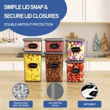Set Of 26/12/6 Airtight Food Storage Containers With Lids, Stackable Reusable Plastic Cereal Storage Bins, Large Sealed Boxes For Flour, Sugar, Dry Food & Grain, Kitchen Pantry Organizers, Comes With Labels, Marker & Spoon - Grey - View 9