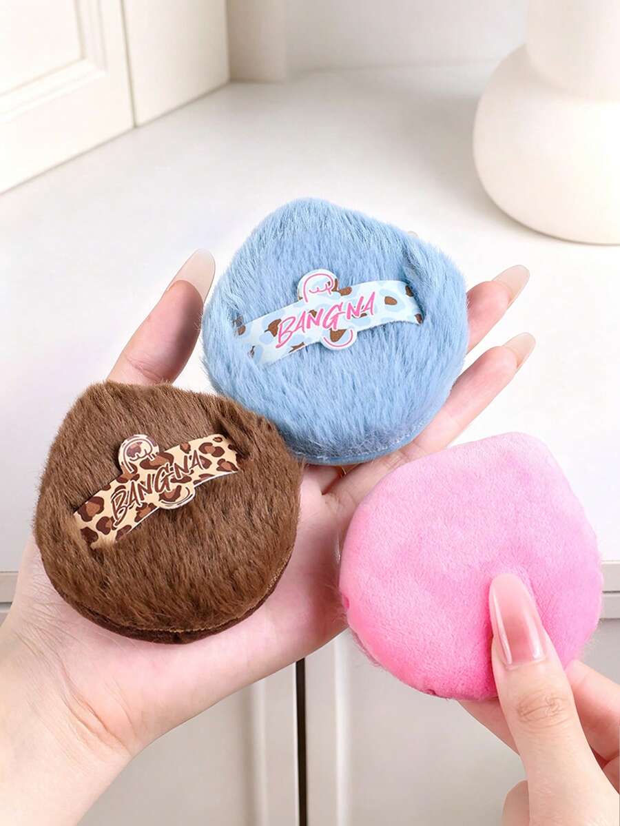 Flocked Makeup Puff, Comfortable, For Touch-Ups And Setting, Compatible With Loose Powder And Other Powder-Based Cosmetics, Makeup Sponge Puff - Multicolor - View 1
