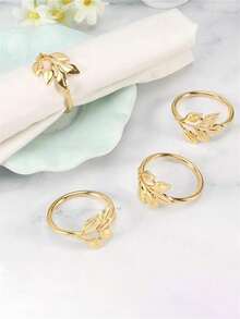 1pc/5pcs/10pcs/12pcs Reusable Gold-Plated Alloy Napkin Rings: Smooth Edges, Easy To Clean, Suitable For Weddings, Parties, Celebrations And Holiday Dinners - Multicolor - View 4