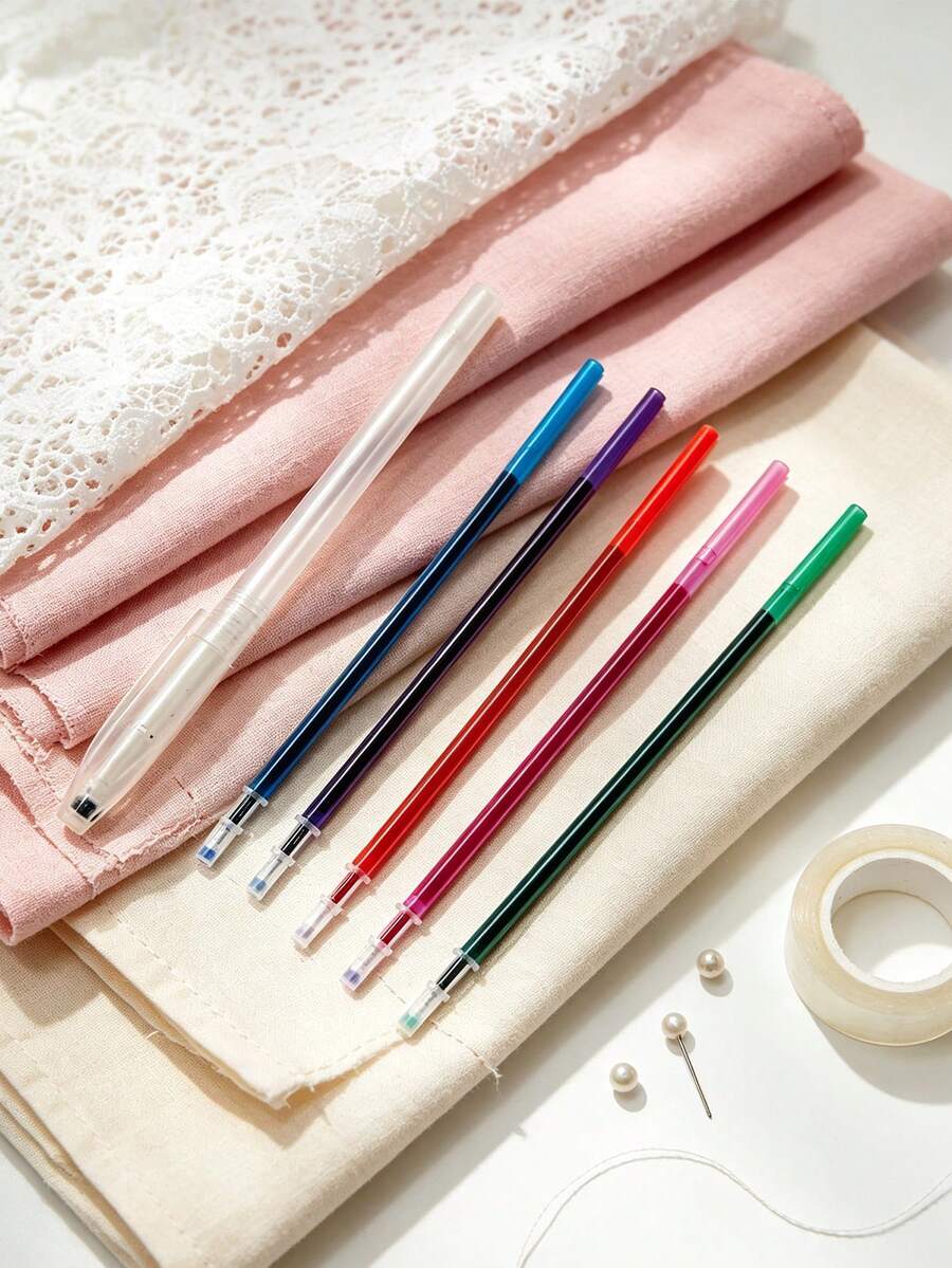 Fine Tip Multi-Color Water-Soluble Fabric Marker Set, Beginner-Friendly Sewing DIY Accessories, Smooth Writing Without Smudging, Handmade Sewing Supplies, Suitable For Cross Stitch, Patchwork And Clothing Pattern Marking - Fine-tipped Water-soluble Pen Refill - View 1