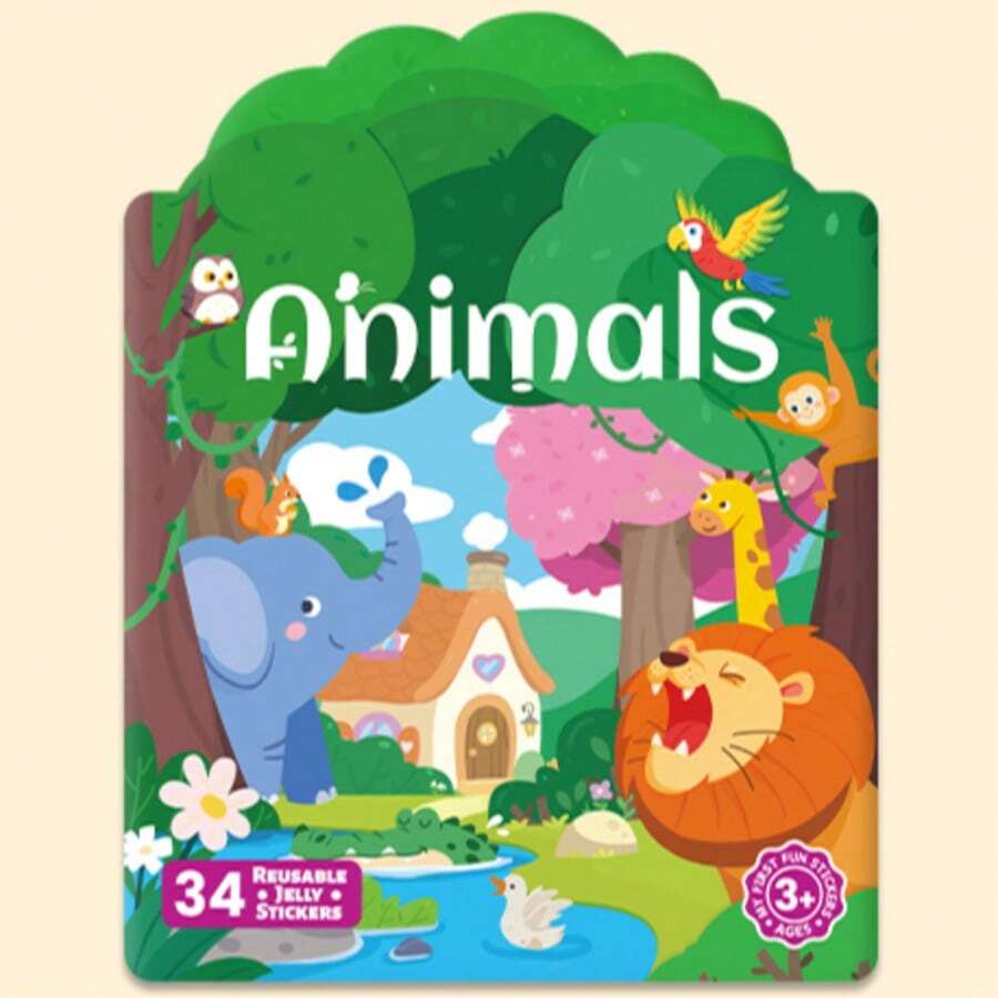 Reusable Jelly Sticker Book Set, Suitable For 3+ Toddlers, Animal, Transportation, Ocean Themes, Mess-Free Quiet Activity Book, Early Learning For Children