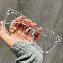 1 Pair Minimalist Elegant Multi-Function Multi-Color Geometric Transparent Full Frame Women's Non-Prescription Glasses, High-Resilience Plastic Material, Lightweight And Comfortable, Suitable For All Face Shapes, Slimming Effect, Suitable For Daily Makeup - Multicolor - View 14