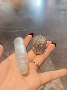 Luxury Rhinestone Cap Refillable Rollerball Fragrance Bottle, 10ml Frosted Glass Essential Oil Roller Bottle, Portable Travel Mini Empty Fragrance Container, Women's Gift - View 4