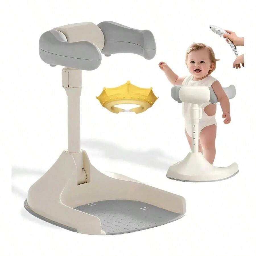Soporte Ajustable para Baño de Bebé con Respaldo Ergonómico, Base Antideslizante y Diseño de Apoyo para Baño Infantil - Gris - Ver 1