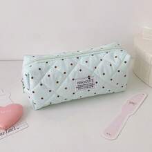 1pc Cute Quilted Polka Dot Pencil Case, Soft Padded Zipper Stationery Storage Bag, INS Style Multi-Color Makeup Bag, For Girls And Students - Pencil Case - View 10