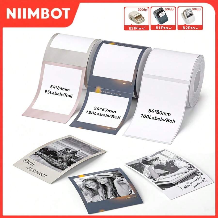 NiiMbot B21Pro/B1Pro/B2Pro Thermal Label Red Black Label DIY HD Photo Printing Adhesive Backing Waterproof /Tear/Oil Resistant - View 1