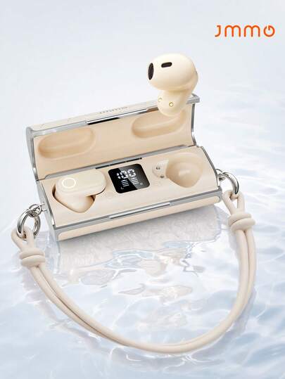 JMMO Portable Wireless Earphones, Digital Power Display Stereo Earbuds With Removable Hand Strap