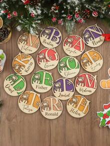 Personalized Christmas Decorations | Customized Name Wooden Ornaments | Pet Paw Print Christmas Decorations | Family Christmas Tree Decor Gifts - Multicolor - View 5