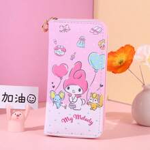 Mesuca Cute PU Leather Long Zipper Wallet, Kawaii Cartoon Character Print Multicolor Rectangular Purse Coin Card Holder Girls Birthday Gift - Multicolor - View 10