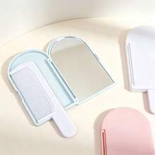 1pc Ice Cream Mirror Comb, 2-In-1 Handheld Makeup Mirror, Cute Cartoon Design, Suitable For Daily Use, Portable And Lightweight, Perfect New Year Gift - Multicolor - View 2