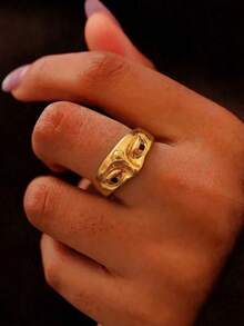 CIREY 1pc Zen Buddhist Face Open Ring, Tang Dynasty Style Bodhisattva Ring, Vintage Niche Design, Plain Band, Versatile And Personalized - Zen Ring - View 5