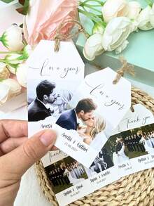 Customizable Photo Gift Tags With Jute Twine, Suitable For Wedding Favors, Bridal Shower, Anniversary, Party Decor And Holiday Gift Wrapping - Multicolor - View 5