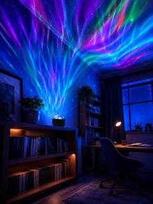 Aurora Galaxy Projection Lamp, 7-Color RGB Starry Night Light, USB 5V/1A Powered, Touch Control, Sound-Activated Rhythmic Light, Creates Dreamy Bedroom Atmosphere And Gaming Room Decor - Multicolor - View 9