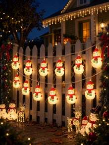 1pc Christmas Snowman String Lights, Battery-Powered, Cute Snowman LED Fairy Lights, Suitable For Holiday Atmosphere In Living Room And Bedroom, Christmas Tree Decorations, Fireplace, Garden, Party Atmosphere Lights - Snowman - View 10