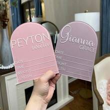 Personalized Custom Text Acrylic Nameplate, Engraved Round Arch Acrylic Name Decor, Custom Desktop Ornament, Suitable For Wedding, Birthday, Party Table Display, Photo Props, Ideal Housewarming Holiday Gift - Multicolor 3 - View 2