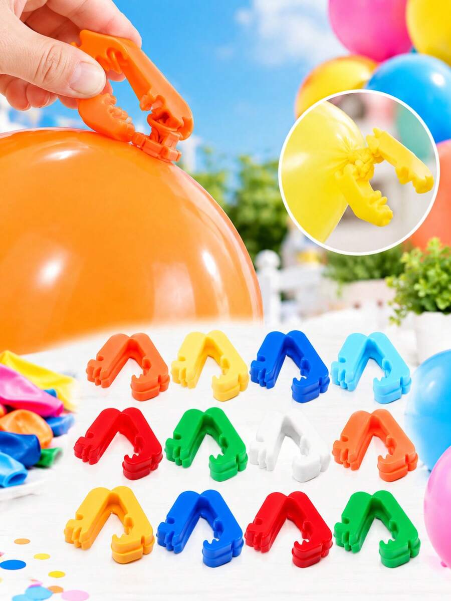 50/100pcs Colorful Balloon Knotting Tool, Plastic Quick Balloon Clips, Easy Balloon Tying Tool, Suitable For Birthday Party Wedding Decoration. Balloon Knotting Tool, Balloon Clips, Party Balloon Accessories, Balloon Knotting Tool, Birthday Party Decoration, Wedding Balloon Supplies